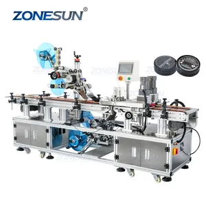 ZONESUN ZS-TB113B Container Automatic Top Bottom Plane Adhesive Box Labeling Machinery Automatique Sticker For Flat Surface