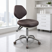 Tabouret de médecin réglable en hauteur pneumatiquement, en cuir microfibre, avec vérin à gaz anti-éclatement et mousse haute résilience pour cabinet dentaire