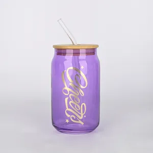 Juego de 4 tazas de bebidas de vidrio de borosilicato alto con logotipo personalizado, taza de jugo de vidrio transparente para modelado de Cola, taza de té de la leche para el hogar