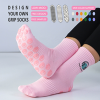 Chaussettes de Pilates personnalisées avec logo brodé sur mesure, chaussettes de Pilates antidérapantes pour femmes, chaussettes de yoga antidérapantes