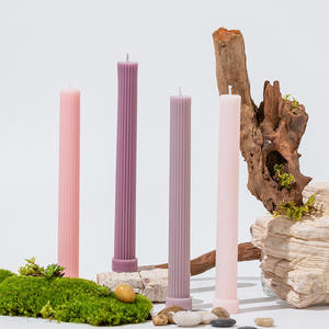 Vela de Cera de Coco Cilíndrica Dentada Morandi de 27 cm de Largo, Biodegradable, Lujosa, para Bodas y Banquetes, Sin Humo ni Olor - Product Image 2