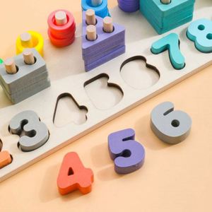 Wholesale Kids Wood Stacking Blocks Gift Number Sorting Montessori Math Learning <b>Puzzle</b> Toys with Color <b>Box</b> Packaging - Product Image 6