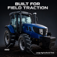 Tracteur agricole diesel 110 ch 4x4 avec cabine climatisée pour l'agriculture