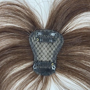 Topper in Pizzo 3D <span class=keywords><strong>con</strong></span> Base in Seta e Frangia, Copertura per la Parte Superiore della Testa, Parrucchino in Capelli Umani per Donne - Product Image 2