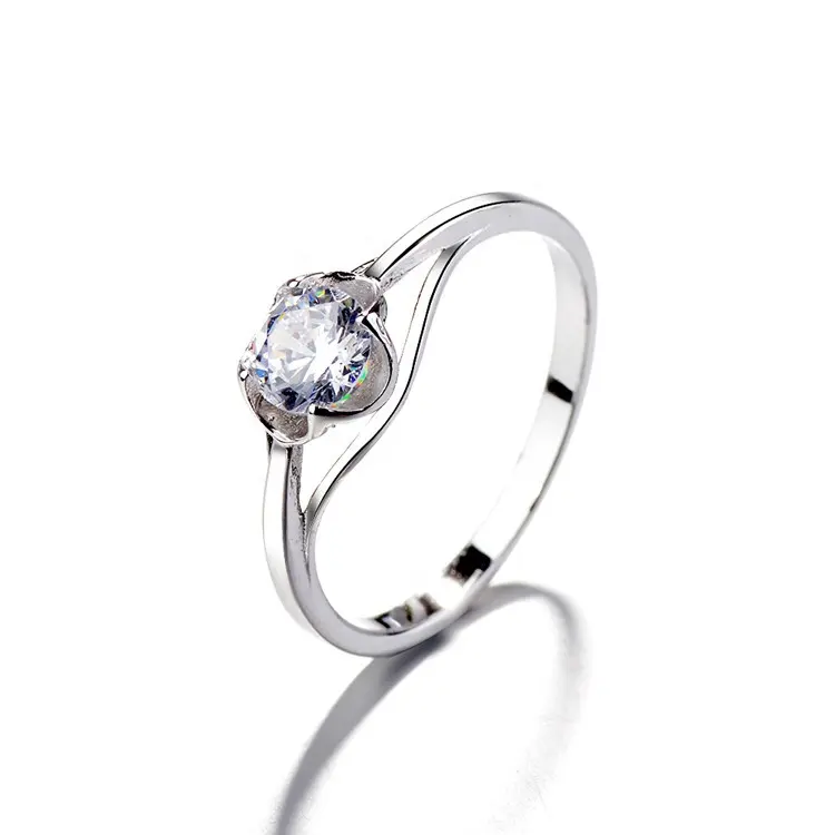 Simple Sterling Diamond Engagement Ring Silver 925 Rings For Women