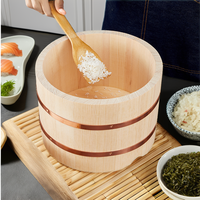 Bac à mélanger Hangiri en bois authentique avec couvercle, seau à riz professionnel pour restaurants japonais