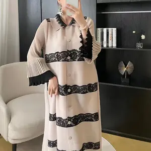 Miyake plissettato vendita in fabbrica abito lungo lungo lungo Abaya donna taglie forti elegante abito camicia Casual aderente da donna