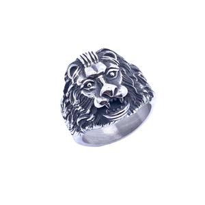 Lion <b>Ring</b> <b>For</b> <b>Men</b> Stainless Steel Animal Shape Retro <b>Silver</b> Gift Jewelry 216004 - Product Image 1