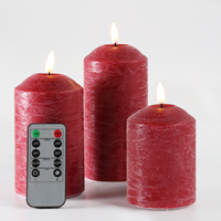 Bougie LED à flamme vacillante en forme de spirale ondulée rouge, à flamme réelle en cire de paraffine, alimentée par batterie, décoration d'intérieur de Matti