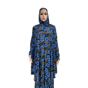 Высококачественное мусульманское платье, модная абайя с цветочным принтом в Дубае, мусульманская одежда для женщин, комплект из 2 платьев макси