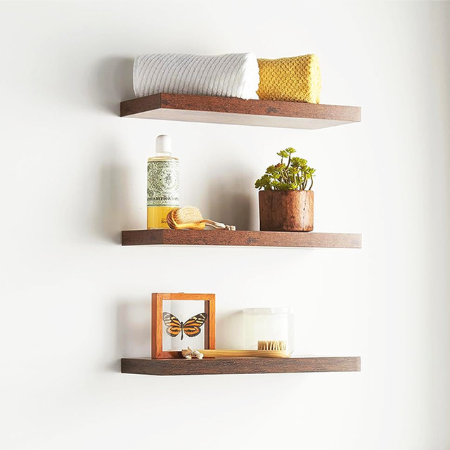 Custom Minimalist Design Office 3 of Set Wooden Floating Wall Mounted Storage Rack Wall Shelf