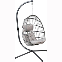 Meubles d'extérieur en rotin PE, balançoire œuf de jardin, balançoire pliable, chaise suspendue avec support