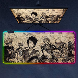 Alfombrilla de Ratón Grande para Juegos RGB de <span class=keywords><strong>Anime</strong></span> Japonés <span class=keywords><strong>One</strong></span> <span class=keywords><strong>Piece</strong></span>, 14 Colores LED, Iluminación USB con Cable, Alfombrilla de Ratón Colorida para Portátil - Product Image 1