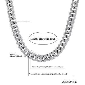 Chaîne cubaine unisexe classique personnalisée de 14 mm à une seule rangée, style rappeur transfrontalier, mode euro-américaine, vente chaude - Product Image 4
