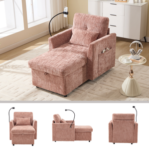 Sillón Reclinable Multifuncional para Personas Perezosas, con Almacenamiento, Respaldo, Soporte para Teléfono Celular, Chenilla, Silla Individual de Descanso, Moderno para Apartamento - Product Image 3