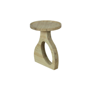 Soporte de exhibición superior redondo de madera de acacia maciza y mesa auxiliar Construcción duradera con característica decorativa de acabado natural - Product Image 3