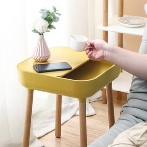 Mesa de Centro Moderna y Sencilla de Plástico con Espacio de Almacenamiento, Color Amarillo, Mesa Auxiliar para Sala de Estar - Product Image 2