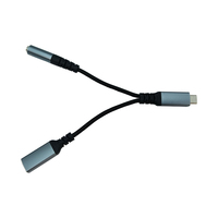 Cable Adaptador OTG 2 en 1 Tipo-C Macho a USB-C Hembra con Cubierta de Nailon, Carga Rápida y Transferencia de Datos, Adaptador de 3.5mm