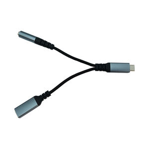 USB-C pria ke Aux + USB-C, kabel adaptor OTG wanita, konverter Data Transfer <span class=keywords><strong>3</strong></span>.5mm + kabel adaptor C 2-in-1 - Product Image 3