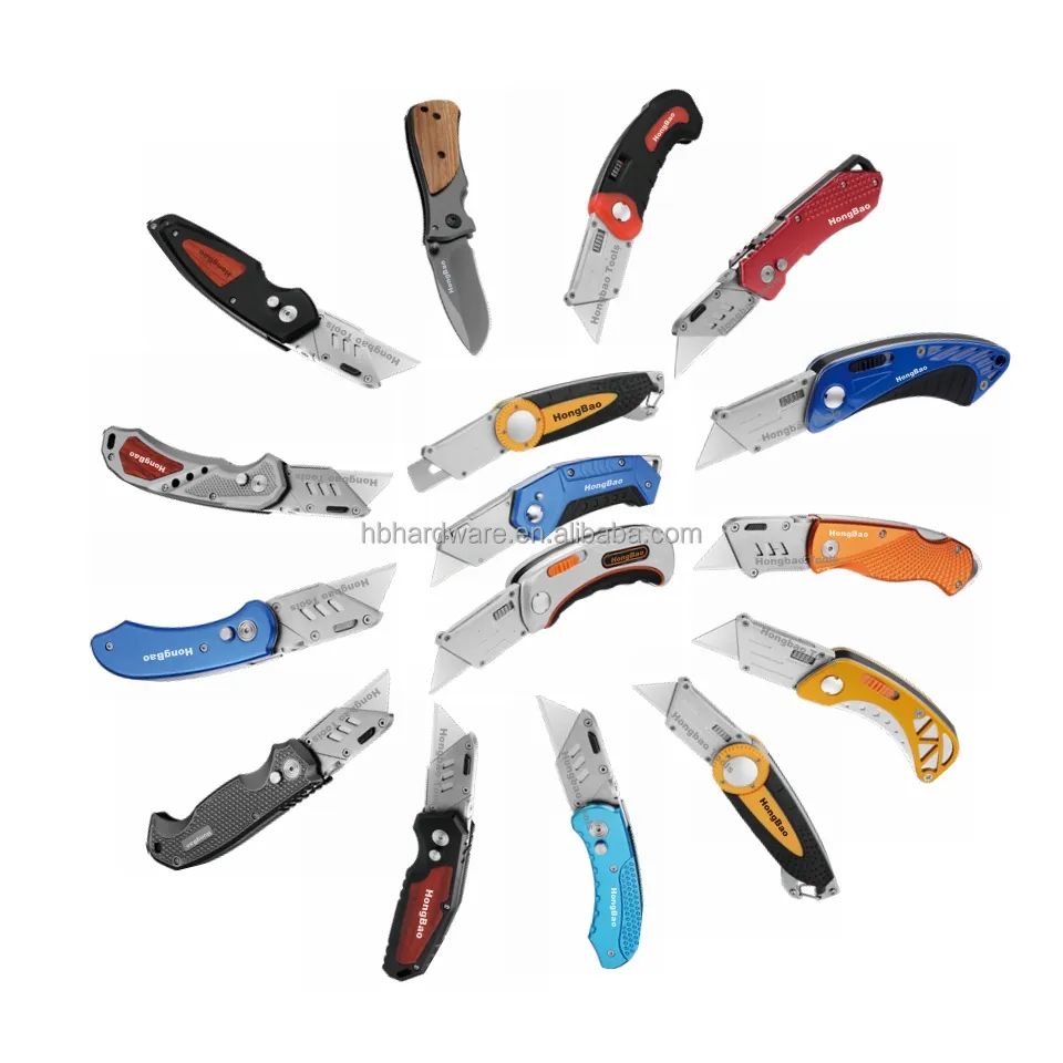 New Auto Lock Portable Pocket Razor Blade Folding Cutter Stainless Steel Alloy Body Folding Knife Cutter Foldable Utility Knife