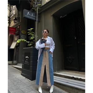 Falda Larga de Mezclilla Beatrice, Corte en A con Abertura Frontal, 100% Algodón, Moda Femenina - Product Image 5