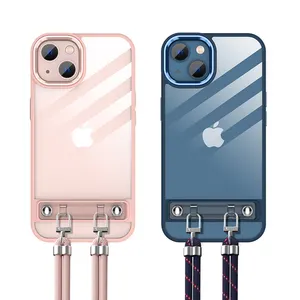 Crossbody kordon telefon iPhone için kılıf 13 uzun kayış ayarlanabilir ip cep telefonu arka kapak iPhone 14 14 artı