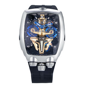 Montre mécanique automatique de luxe pour homme, fonction lumineuse, boîtier carré, cadran en cristal saphir, affichage à aiguilles en caoutchouc, 5 BAR - Product Image 1