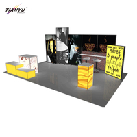 Comptoir d'accueil pliable professionnel avec rangement, porte verrouillable, cadre en aluminium, table de présentation LED, stand d'information pour salon professionnel