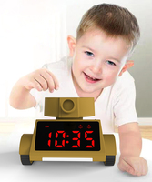 Horloge de bureau numérique LED Shabby Chic jaune brunâtre pour enfants, double alarme, rétroéclairage, veilleuse, volume réglable, roues, mode snooze