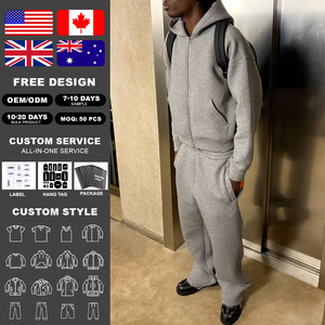 Conjunto de Sudadera con Capucha y Pantalones Deportivos Kingsen de Alta Calidad, con Logotipo Personalizado, Color Sólido, Grueso, de Primavera, en Poliéster/Algodón, con Cierre de Cremallera - Product Image 2