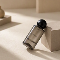Flacon de parfum cylindrique personnalisé de 100 ml, 50 ml, 30 ml avec bouchon rond, boîte d'emballage, OEM ODM, flacon de parfum en verre vide pour la vente en gros