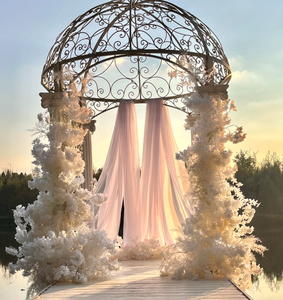 Pabellón de Boda Redondo de Hierro Forjado LANJO con 6 Pilares, Carpa para Ceremonias al Aire Libre, Arco Floral para Eventos - Product Image 4