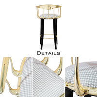 Chaise de bar avant-gardiste de haute qualité française, en laiton plaqué or, siège en velours, design moderne, fauteuil de salle à manger