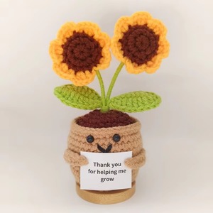 <span class=keywords><strong>Muñeca</strong></span> de girasol de ganchillo de apoyo emocional hecha a mano Gracias por ayudarme a crecer regalo maestro mamá abuela Flor de ganchillo en maceta - Product Image 3