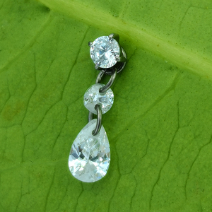 Phụ kiện trang sức body piercing, <span class=keywords><strong>charm</strong></span> nối khuyên dạng giọt nước zircon trắng titan G23 Calendo Hot Sale - Product Image 4