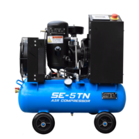 Compresseur d'air à vis portable SE-5TN, équipé d'une source d'alimentation à essence de 220/380 volts, 4 KW, 80 litres, refroidissement par air
