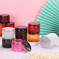Produits promotionnels Bricolage personnalisé Décoratif 250ml Récipient en verre multicolore Tasses à bougies Bocaux en verre rond