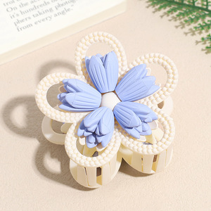 กิ๊บติดผมทรงดอกไม้แบบด้านสไตล์เกาหลี 5 กลีบ กิ๊บพลาสติกแบบหนีบ ขายส่งจำนวนมาก อุปกรณ์เสริมผมกันลื่นสำหรับผู้หญิง - Product Image 3