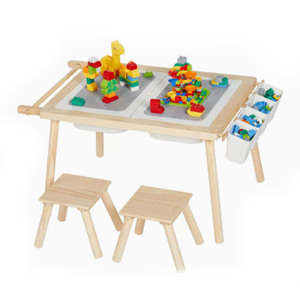 5-in-1 Kids Sensory <b>Table</b> Chair Set Wooden Sand Water Play Building Blocks <b>Study</b> Dining Toy Storage Gift for Boys & Girls - Product Image 1