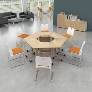 Tavolo da ufficio pieghevole modulare tavolo da studio scuola allungabile tavolo da conferenza formazione personale scrivania mobili da ufficio commerciale - Product Image 5