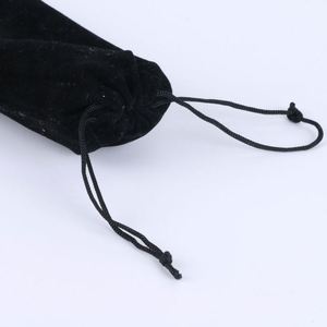 Pochette en velours noir 10x30cm avec cordon de serrage, sac cadeau en paille, petite pochette à bijoux, impression personnalisable - Product Image 2