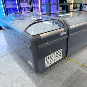 <span class=keywords><strong>Réfrigérateur</strong></span> commercial à température unique JINYU, prix usine, vitrine d'îlot de supermarché, vitrine incurvée en verre, affichage numérique - Product Image 3