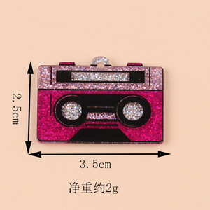 Nuevos dibujos animados 1980s Vintage música cinta acrílico accesorios diseño creativo pequeño encanto para pendientes - Product Image 4