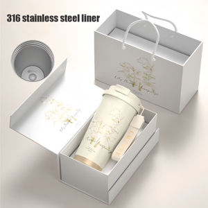 Vaso Térmico Personalizado de Acero Inoxidable de 16 oz con Correa Portátil, Diseño Lirio de los Valles, para Oficina y Mujeres - Product Image 3