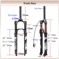 BUCKLOS Garpu Sepeda Suspensi Udara MTB, Garpu Sepeda Suspensi Udara Mtb 26/27 QR 5/29, Garpu Depan Sepeda dengan Penyesuaian Rebound