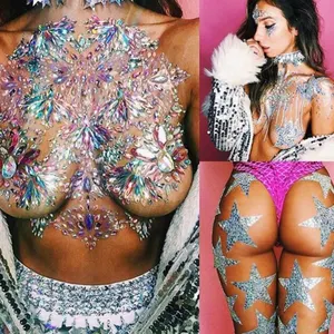 Limone Rave Festival strass viso corpo gioielli bastone su cristallo tatuaggio capezzolo petto cristallo corpo gemma pietre adesivi