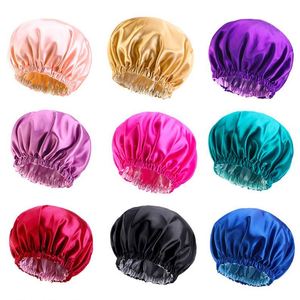 Bonnet de nuit en satin double couche réversible avec logo personnalisé, bonnet de sommeil tendance, bande élastique douce, usage quotidien décontracté, vente en gros - Product Image 6