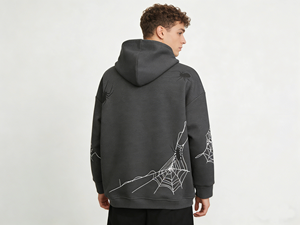 <span class=keywords><strong>Felpa</strong></span> con Cappuccio Oversize da Uomo LEDUO con Grafica Ragno, Stile Gotico Streetwear - Product Image 3