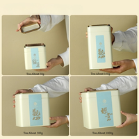 Boîte de rangement rectangulaire carrée en métal vide de grande capacité 100*100*107mm avec logo personnalisé pour thé, café, aliments, emballage cadeau