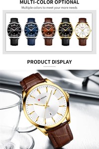 Reloj de cuarzo para hombre, caja plateada, esfera <span class=keywords><strong>azul</strong></span>, indicadores, ventana de fecha, correa de cuero, informal de negocios - Product Image 4